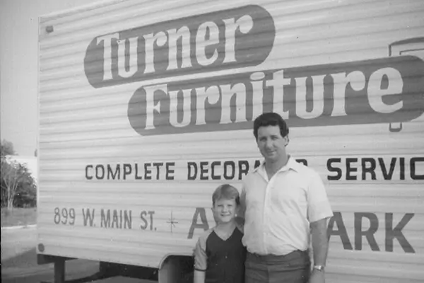 Wesley and Travis Turner in front of Turner Furniture