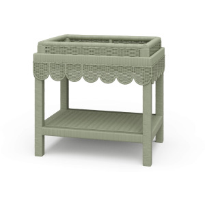 Scallop Rattan Side Table w/ Tray