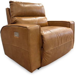 La-Z-Boy Power Reclining Chair & a Half w/ Headrest - Topflight Camel