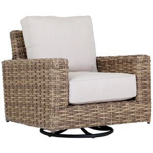Havana Swivel Club Rocker in Canvas Flax w/ Self Welt
