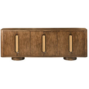 90 In. Brown Wood Grain 6 Door Sideboard/buffet