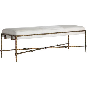 Lambeth Hair-on-Hide Leather Iron Backless Bench - Brown Ivory