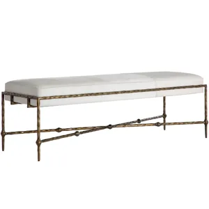 Lambeth Hair-on-Hide Leather Iron Backless Bench - Brown Ivory
