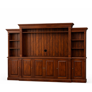 Solid Wood Teak Brown Entertainment Center