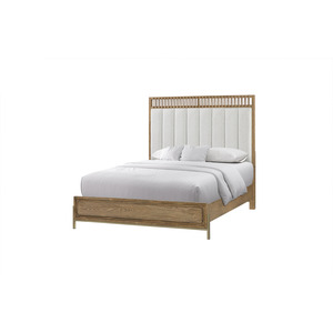 Elure Upholstered & Strap Panel Bed- Latte, King