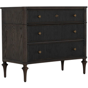 Andrea Oak Wood Chest - 3 Drawers, Dark Stained Oak