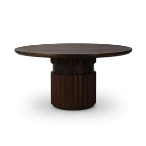 Colorado Round Dining Table 60'' - Dark Walnut w/ 4 Chairs