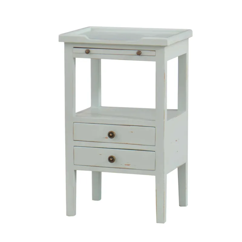 Eton 2 Drawer Side Table W/ Pull Out Shelf - Sage