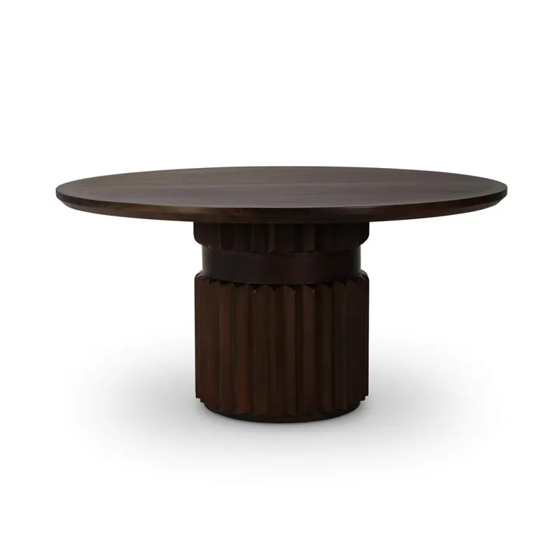 Colorado Round Dining Table 60'' - Dark Walnut w/ 4 Chairs
