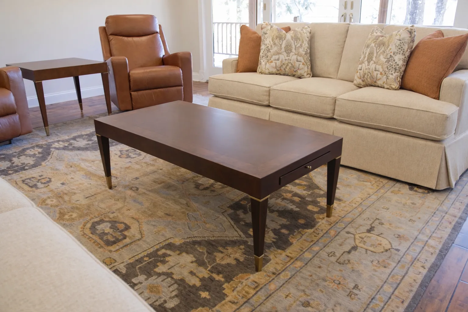 Living room layout example showing balanced furniture placement