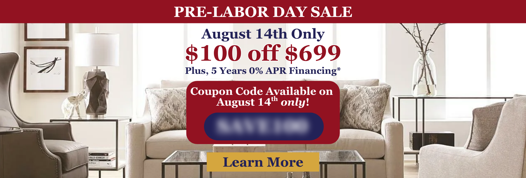 Pre-Labor Day Sale: $100 off $699 One Day Only
