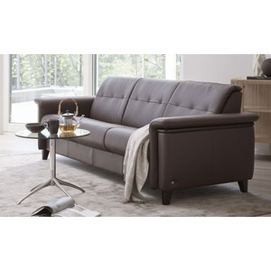 Flora Wood 3 Seater Sofa - Paloma Beige w/Walnut