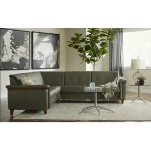 Flora Wood 3 Seater Sofa - Paloma Beige w/Walnut