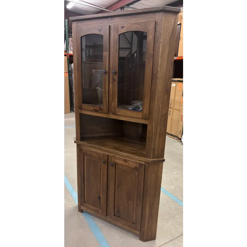2 door corner buffet & hutch (solid wood)