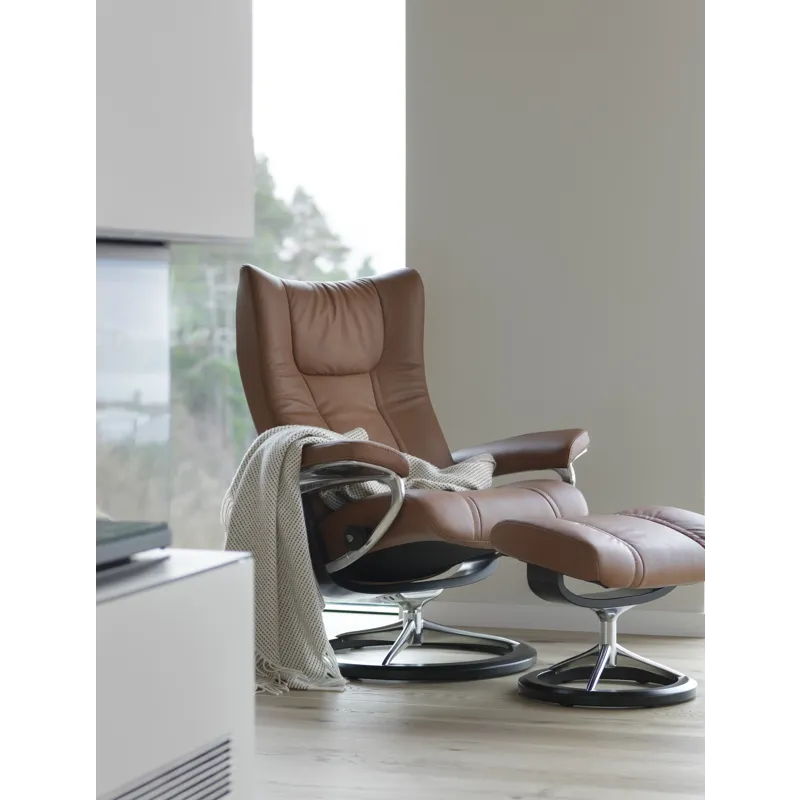 Wing Recliner and Ottoman- Available in 3 sizes & +40 top grain leathers 