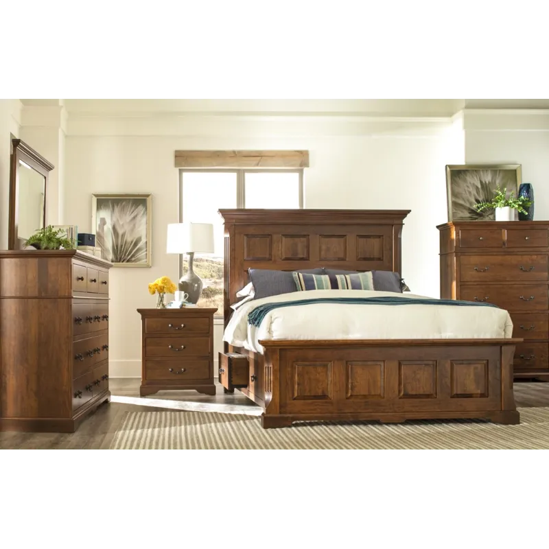 Longmeadow King Panel Bed - Rustic Cherry