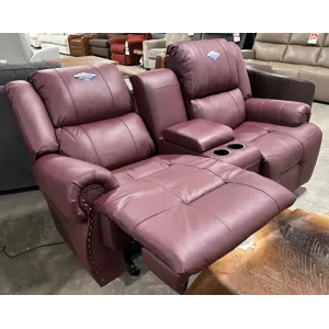 Genet Leather/Vinyl Power Tilt Headrest Rocker Console Loveseat