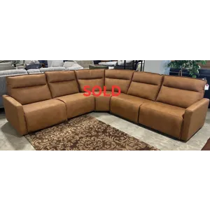 5-Piece Leather Reclining Sectional w/ 3 Recliners
