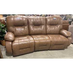 Brinley Leather/Vinyl Reclining Conversation Sofa w/ Power Headrest