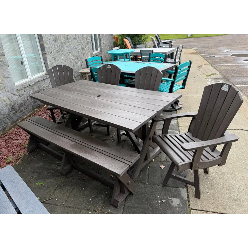 Harvest Outdoor Dining Set w/Bench in Chocolate
