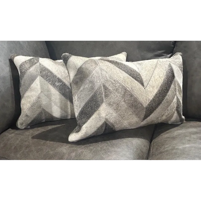 Cow Hide Pillow Grey Chevron