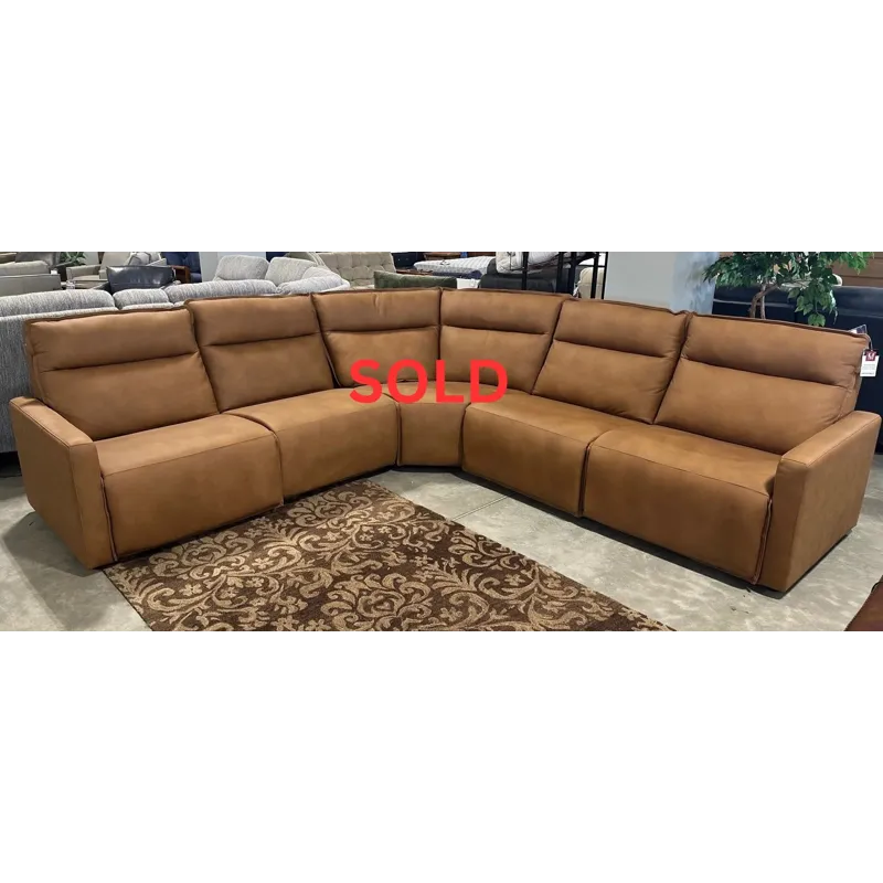 5-Piece Leather Reclining Sectional w/ 3 Recliners