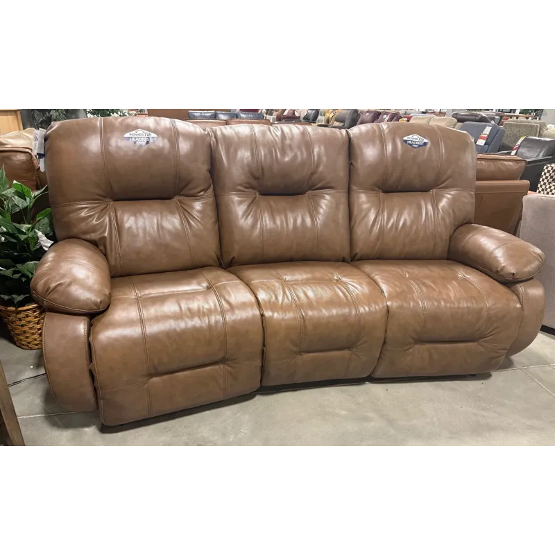 Brinley Leather/Vinyl Reclining Conversation Sofa w/ Power Headrest