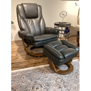 High Line Hana Swivel Recliner w/Ottoman - Charcoal Grey