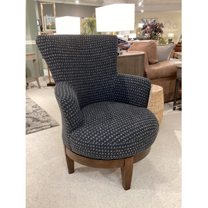 Justine Fabric Swivel Chair - Dark Walnut