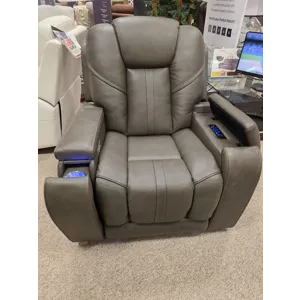 Daniel Triple Power Home Theater Leather Reclining Console Loveseat, Built-in Speakers, Heat and Mas