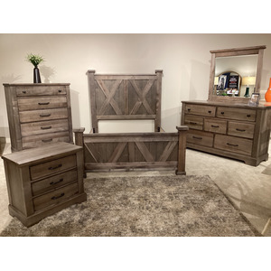 Cool Rustic 5 PC Queen X Bedroom Set -Stone Grey