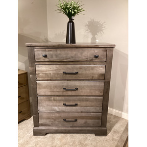 Cool Rustic 5 Drawer Chest - Stone Grey