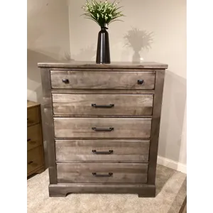 Cool Rustic 5 Drawer Chest - Stone Grey