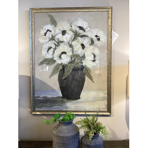 White Flowers Framed Art