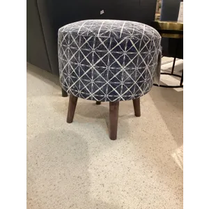 Laurel Round Charcoal Gray Foot Stool Ottoman