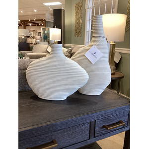 Duostacked Matte White Vases, S/2