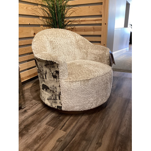April Fabric Swivel Glider Chair - Dark Walnut