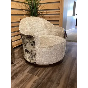 April Fabric Swivel Glider Chair - Dark Walnut