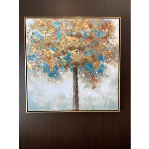 Spring Spruce Hand Embellished Canvas Print with Gold Leaf