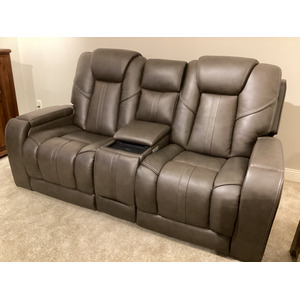 Daniel Triple Power Home Theater Leather Reclining Console Loveseat, Built-in Speakers, Heat and Massage