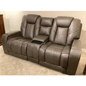 Daniel Triple Power Home Theater Leather Reclining Console Loveseat, Built-in Speakers, Heat and Massage