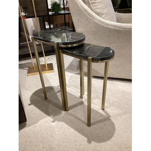 S/2 22/24" Dewey Black Quartz Nesting Tables