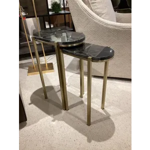 S/2 22/24" Dewey Black Quartz Nesting Tables