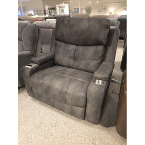 Arlington Fabric Chair & a Half Recliner w/ Power Recline, Dual Storage Arms, Cupholder, Slot Charger, USB, & Frosty Fridge