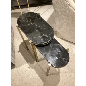 S/2 22/24" Dewey Black Quartz Nesting Tables