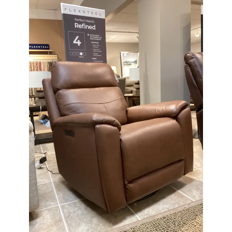 Refined Perfect Match Power Swivel Gliding Recliner with Power Headrest &amp; Lumbar