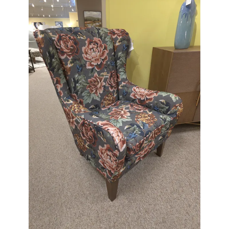 Lorette Fabric Stationary Chair - Dark Walnut