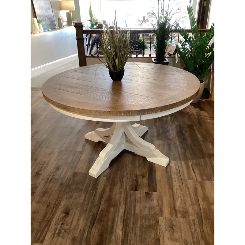 Augusta 54" Round Table - Rustic Brown/White
