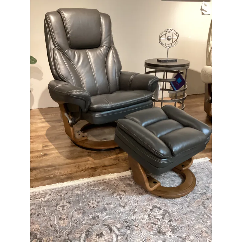 High Line Hana Swivel Recliner w/Ottoman - Charcoal Grey