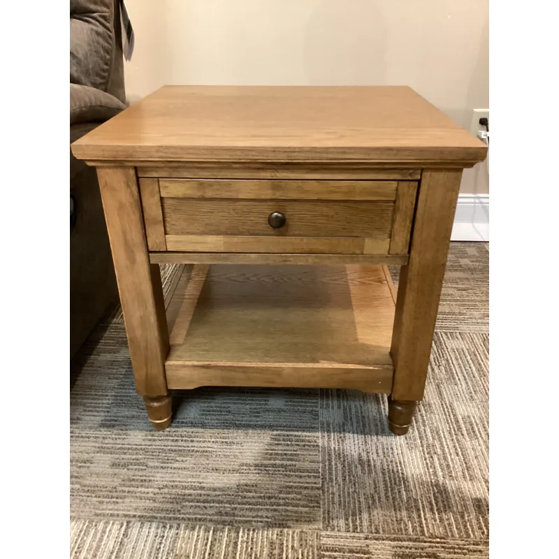 Brentwood Modern Transitional 24" Square End Table With Drawer And Storage Shelf